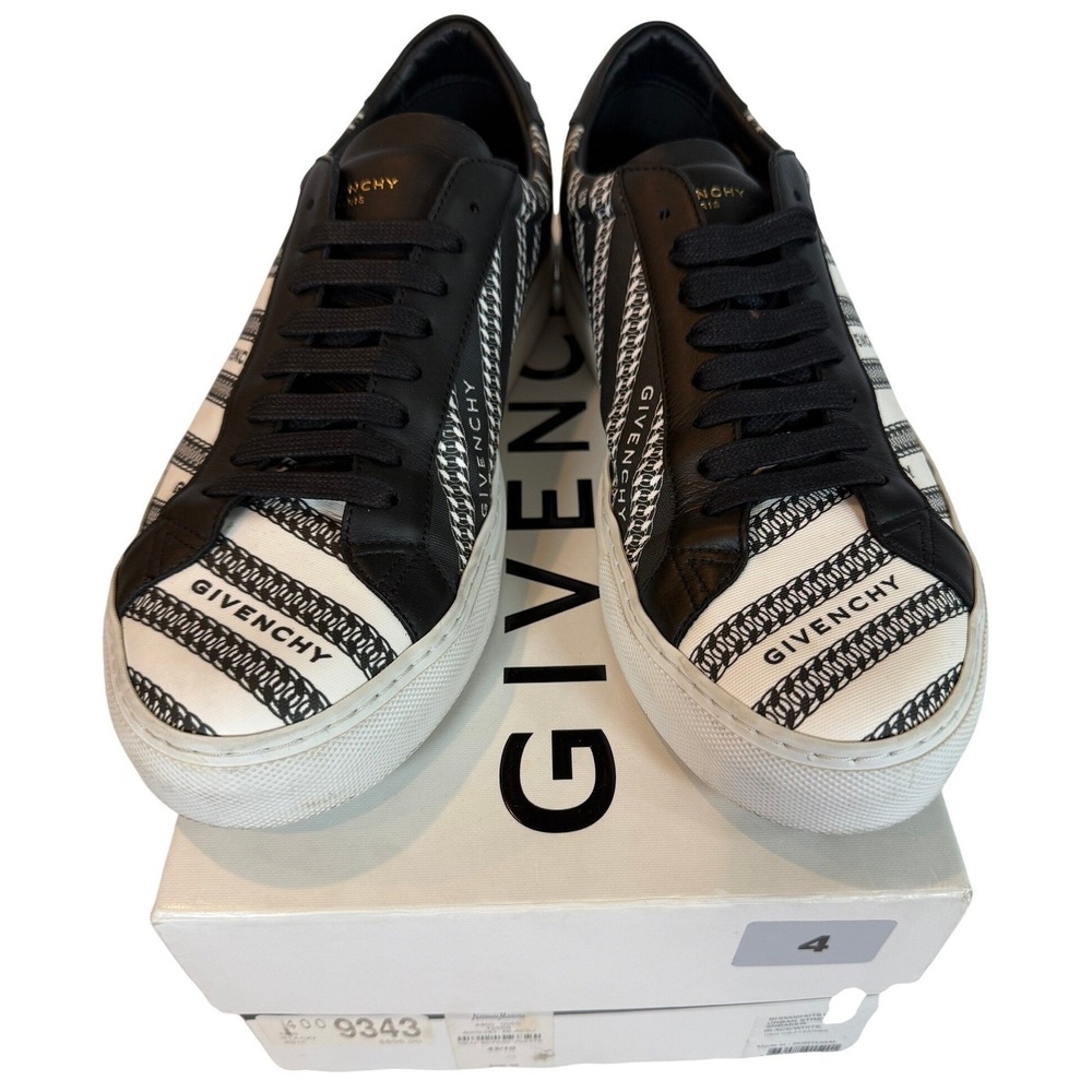 Givenchy Urban Street Black White Logo Stripe Sneakers Mens Low Top Shoes 10